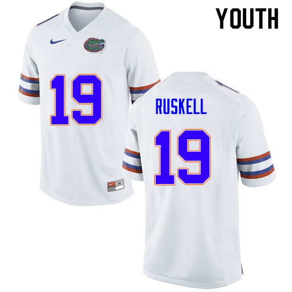 Youth #19 Jack Ruskell Florida Gators College Football Jersey White